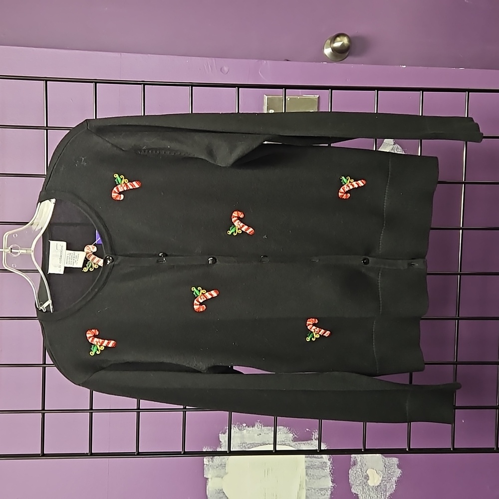 💙 women's cardigan c. b. Collections black petite L XMAS